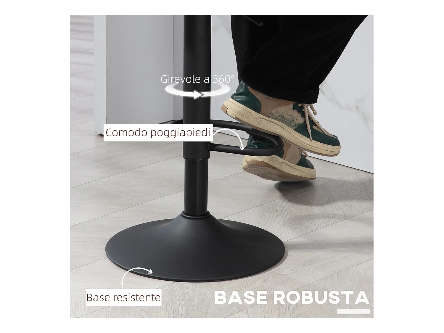 Set 2 sgabelli bar con altezza regolabile in finta pelle nero