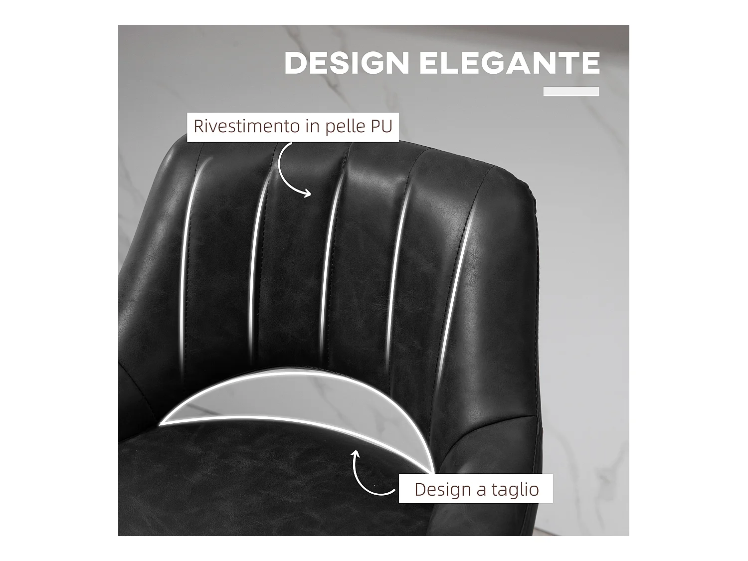 Set 2 sgabelli bar con altezza regolabile in finta pelle nero