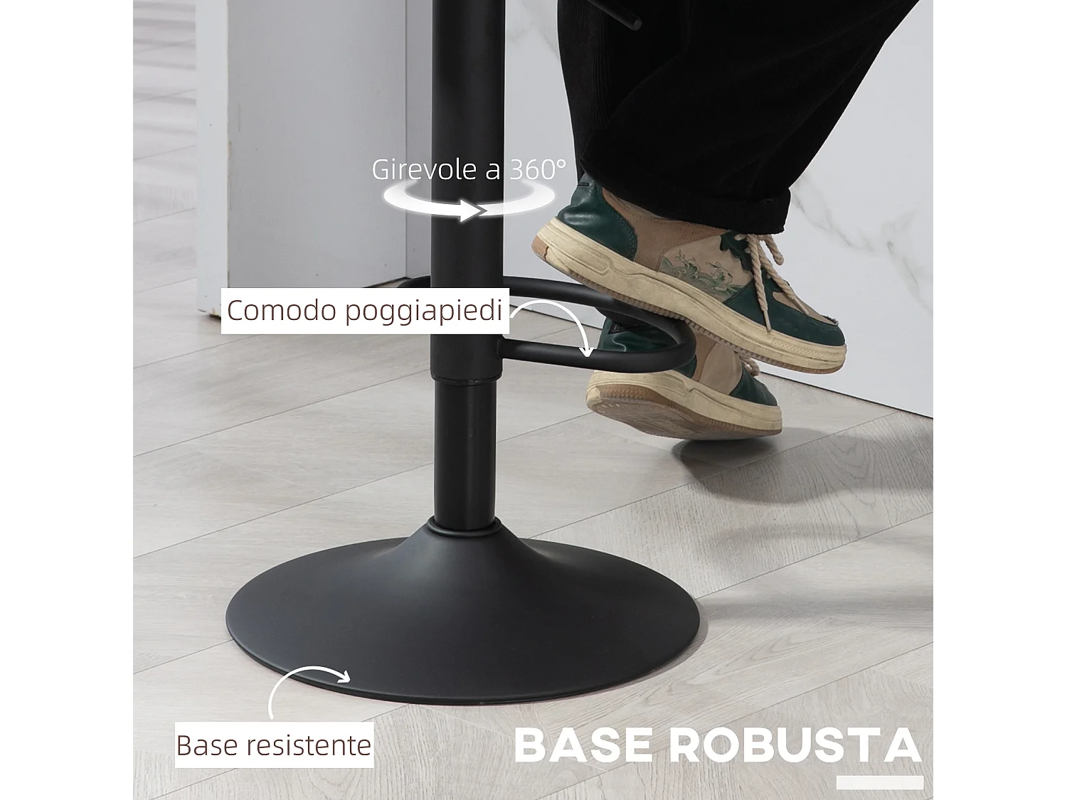 Set 2 sgabelli bar con altezza regolabile in finta pelle nero