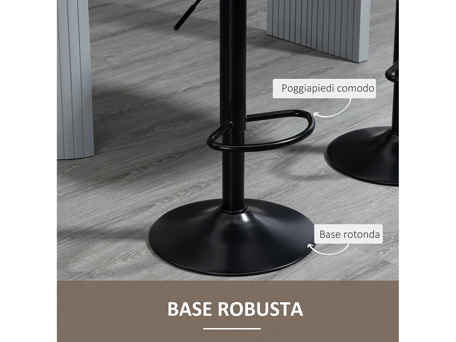 Set 2 sgabelli bar girevoli con altezza regolabile finta pelle marrone