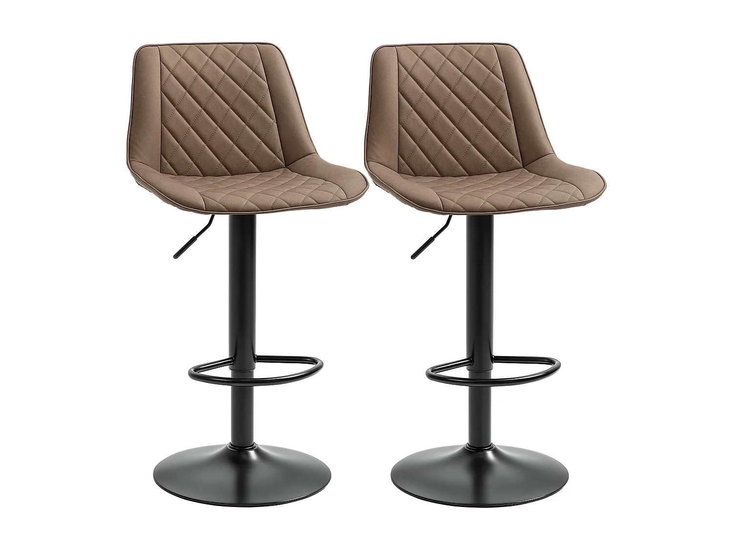 Set 2 sgabelli bar girevoli con altezza regolabile finta pelle marrone