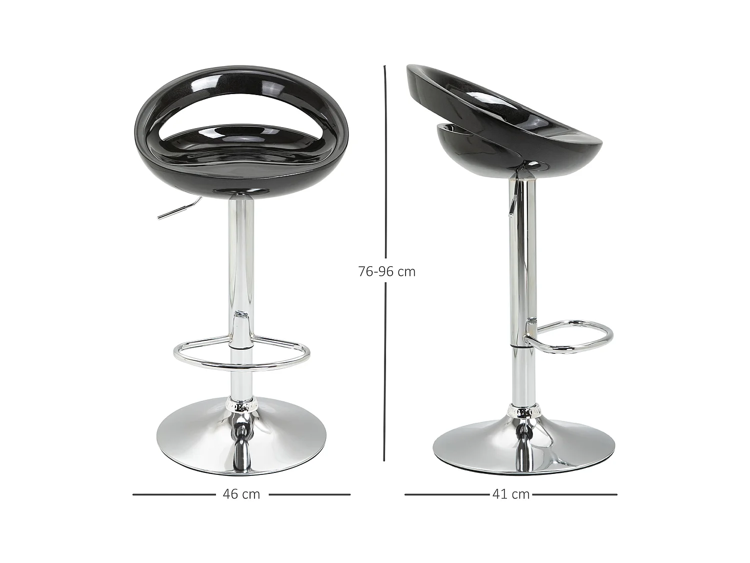 Set 2 sgabelli da bar alti con altezza regolabile e poggiapiedi