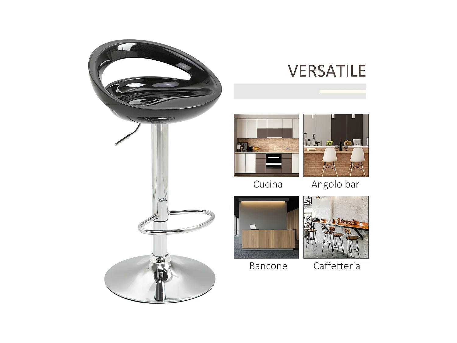 Set 2 sgabelli da bar alti con altezza regolabile e poggiapiedi