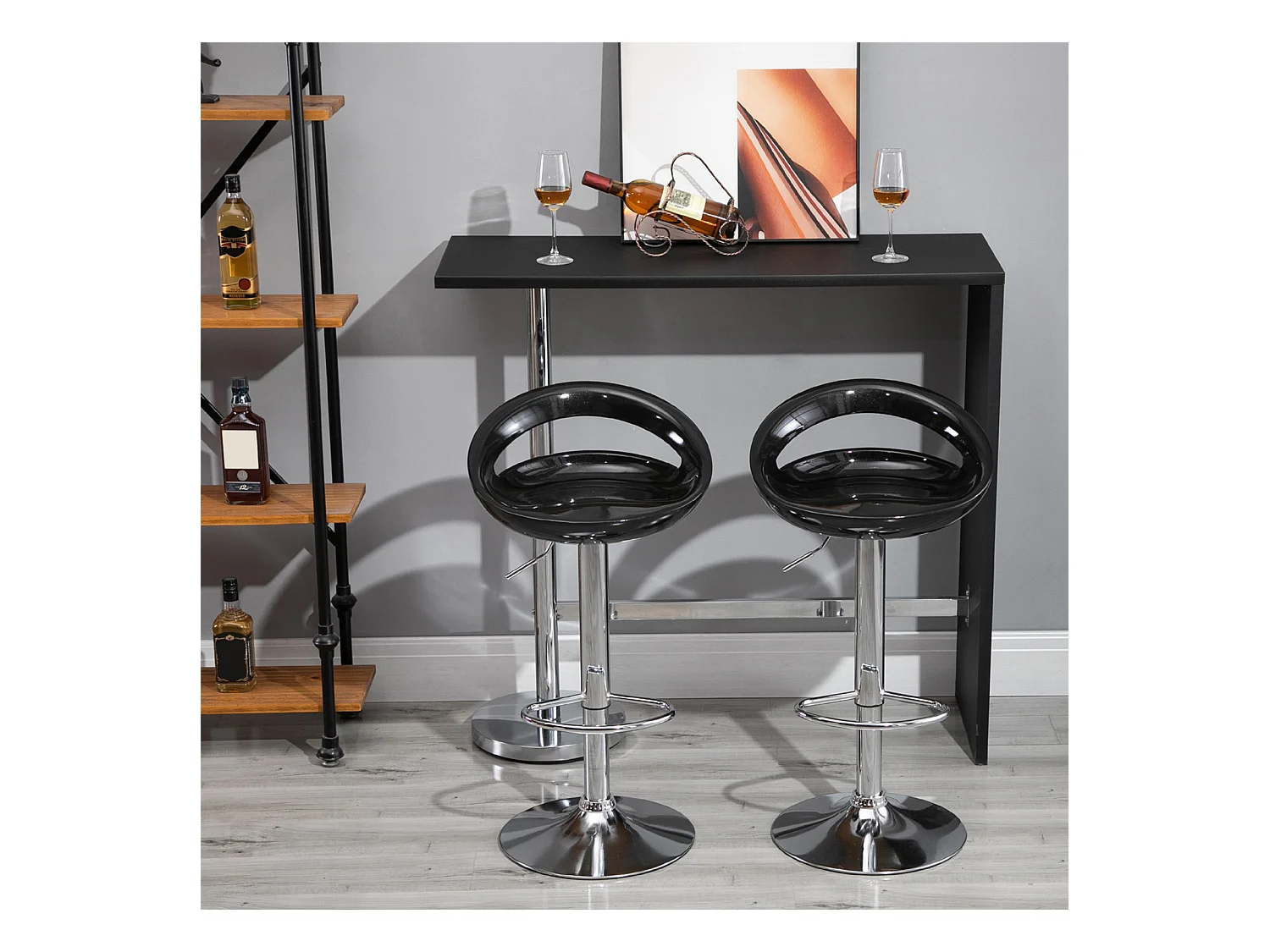 Set 2 sgabelli da bar alti con altezza regolabile e poggiapiedi