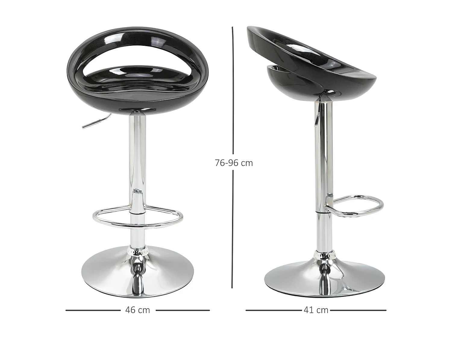 Set 2 sgabelli da bar alti con altezza regolabile e poggiapiedi
