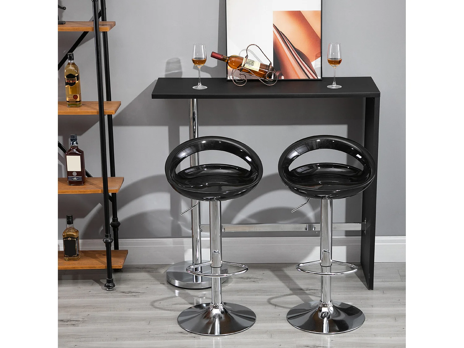 Set 2 sgabelli da bar alti con altezza regolabile e poggiapiedi