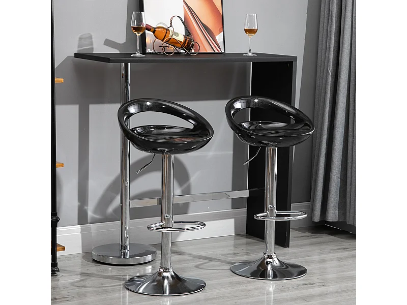 Set 2 sgabelli da bar alti con altezza regolabile e poggiapiedi