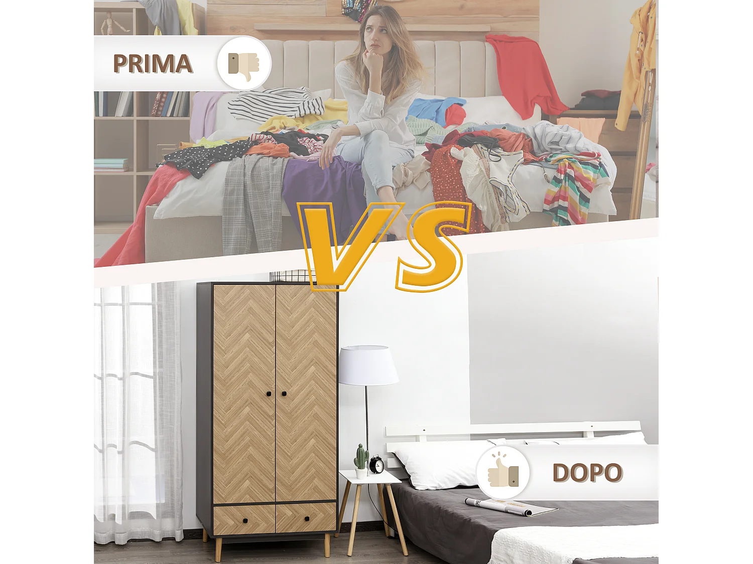 Armadio 2 ante con 4 ripiani 2 cassetti e appendiabiti grigio scuro