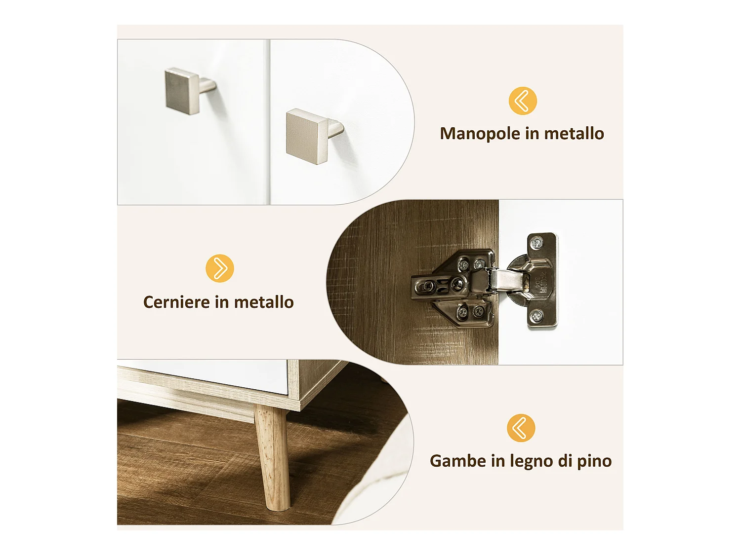 Armadio 2 ante in legno con 4 vani 2 cassetti e appendiabiti