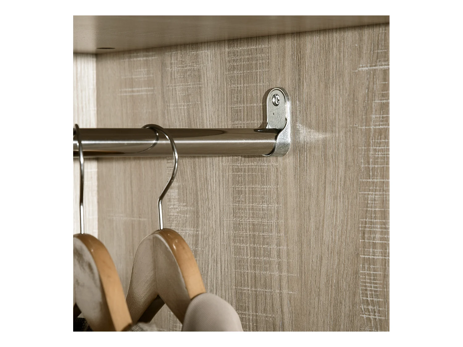 Armadio 2 ante in legno con 4 vani 2 cassetti e appendiabiti