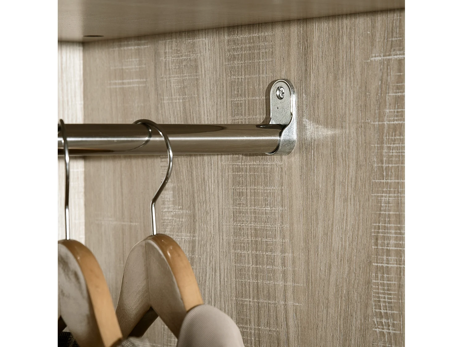 Armadio 2 ante in legno con 4 vani 2 cassetti e appendiabiti