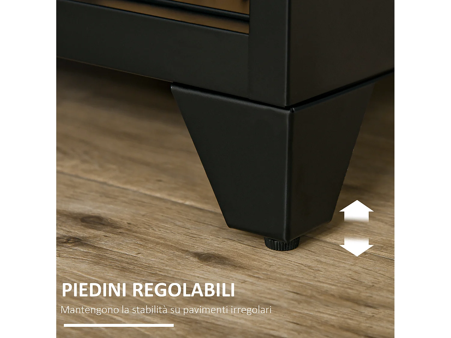 Mobiletto multiuso in metallo stile industriale 1 anta nero