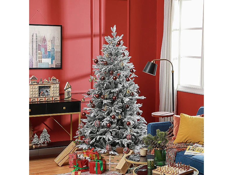 Albero di natale artificiale 182.88 cm innevato con 2531 rami verde