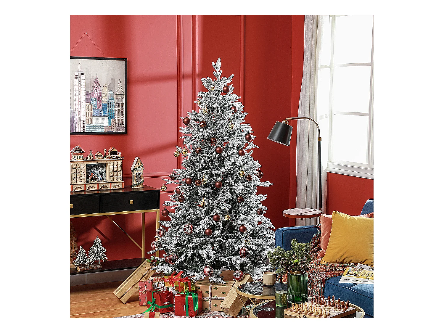 Albero di natale artificiale 182.88 cm innevato con 2531 rami verde