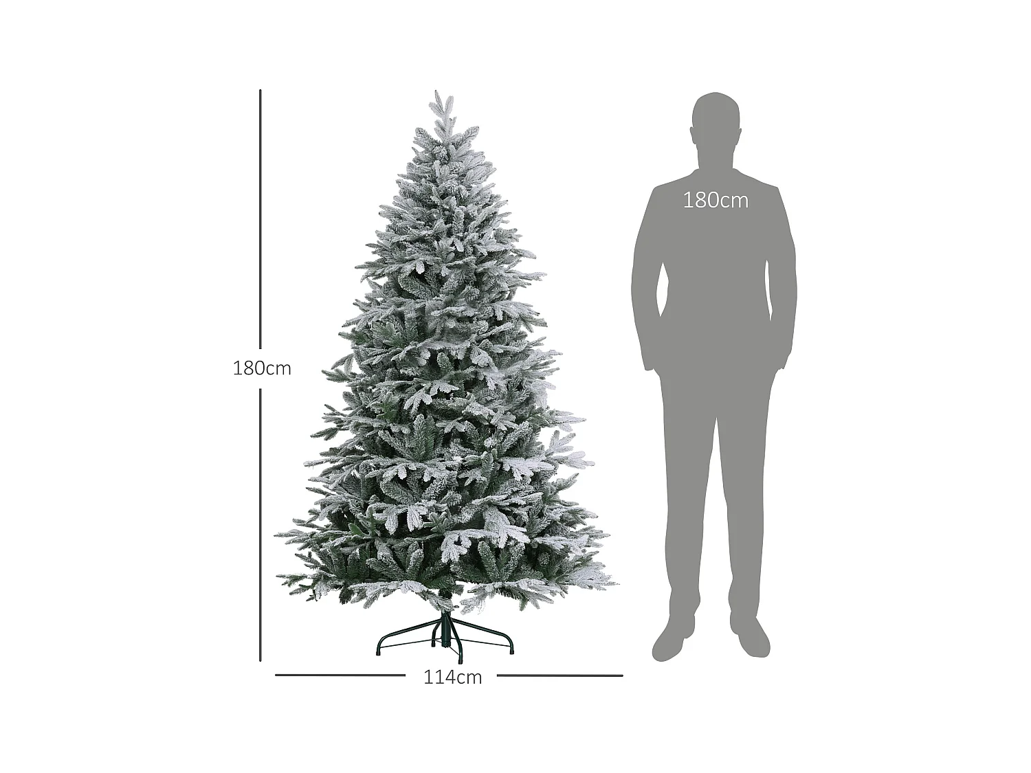 Albero di natale artificiale 182.88 cm innevato con 2531 rami verde