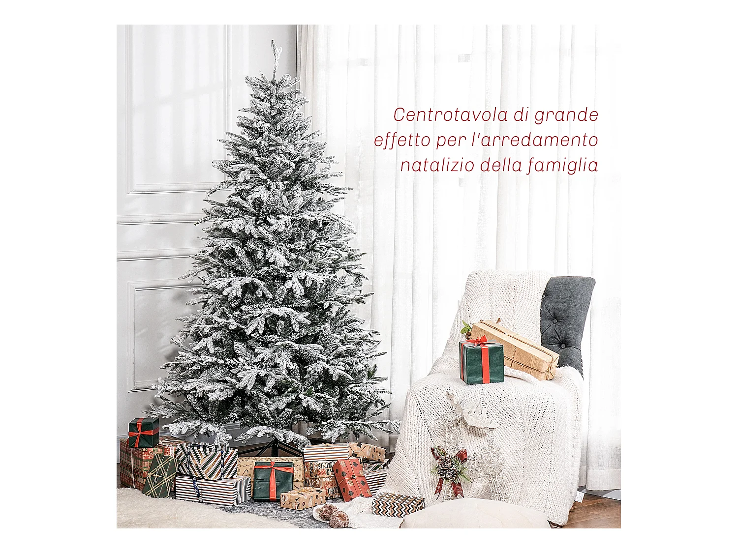 Albero di natale artificiale 182.88 cm innevato con 2531 rami verde