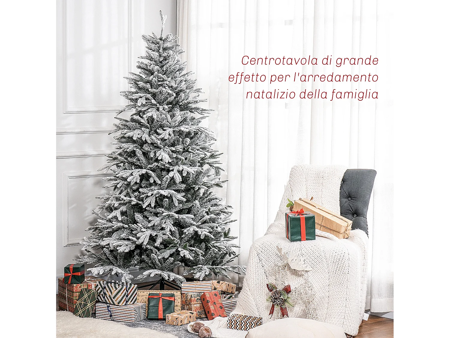 KADAX Albero di Natale Artificiale su Tronco, 180 cm, Abete