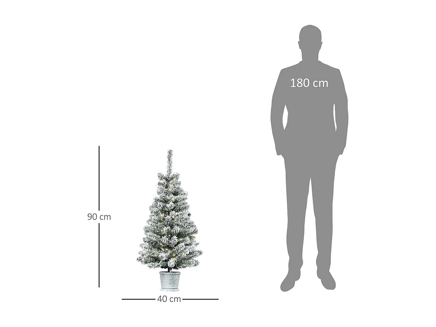 HOMCM Albero di Natale Innevato Artificiale 60 Luci Bianche 116 Rami