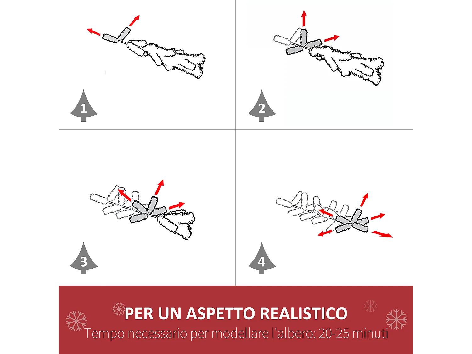 HOMCM Albero di Natale Innevato Artificiale 60 Luci Bianche 116 Rami