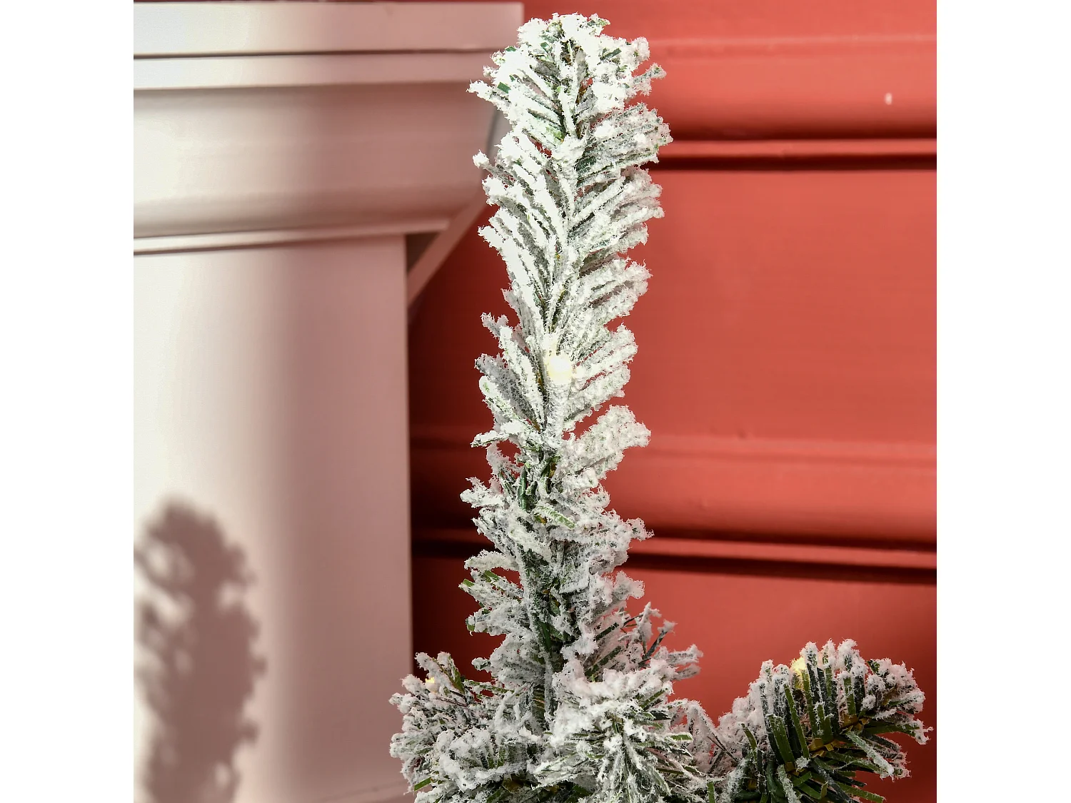 HOMCM Albero di Natale Innevato Artificiale 60 Luci Bianche 116 Rami