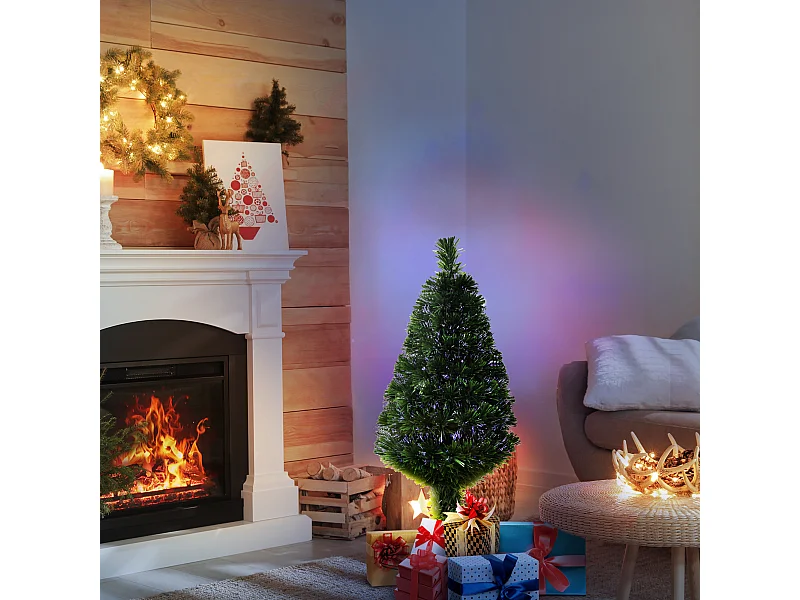 Albero di Natale a fibre ottiche con decorazione di Natale verde