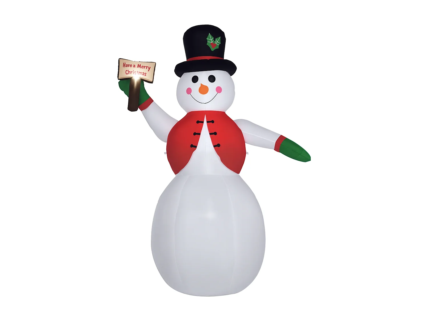 Pupazzo di neve gonfiabile con luci a led in poliestere multicolore