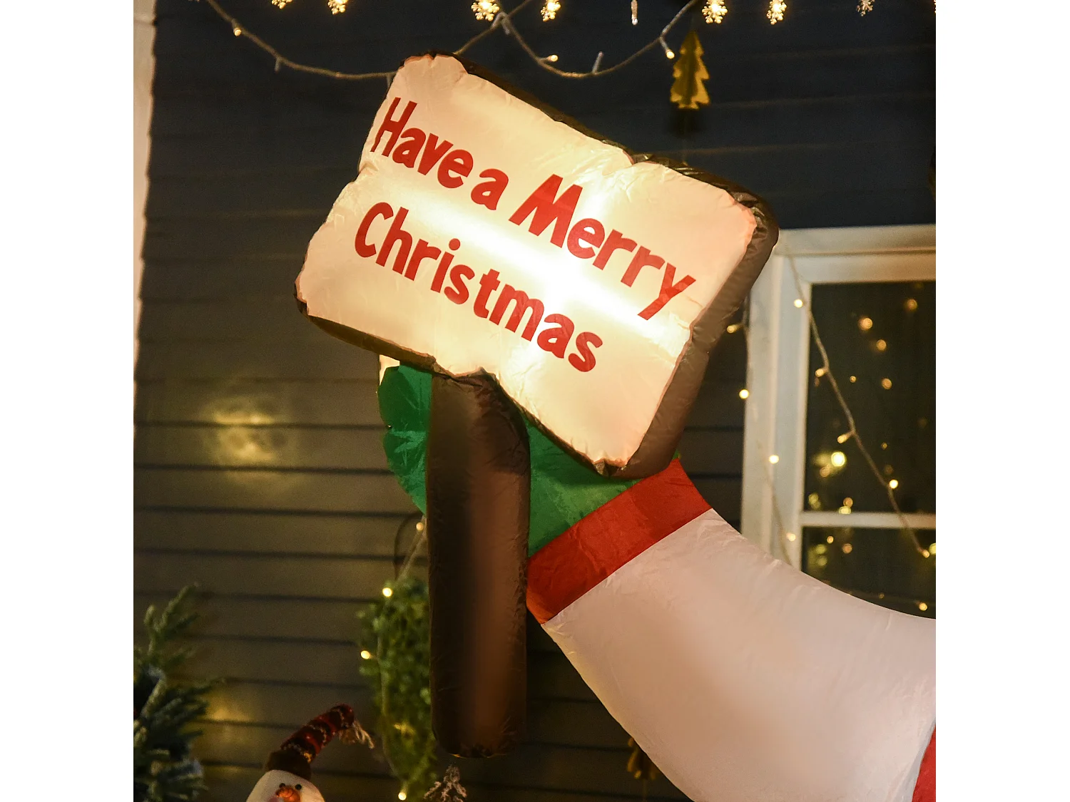 Pupazzo di neve gonfiabile con luci a led in poliestere multicolore