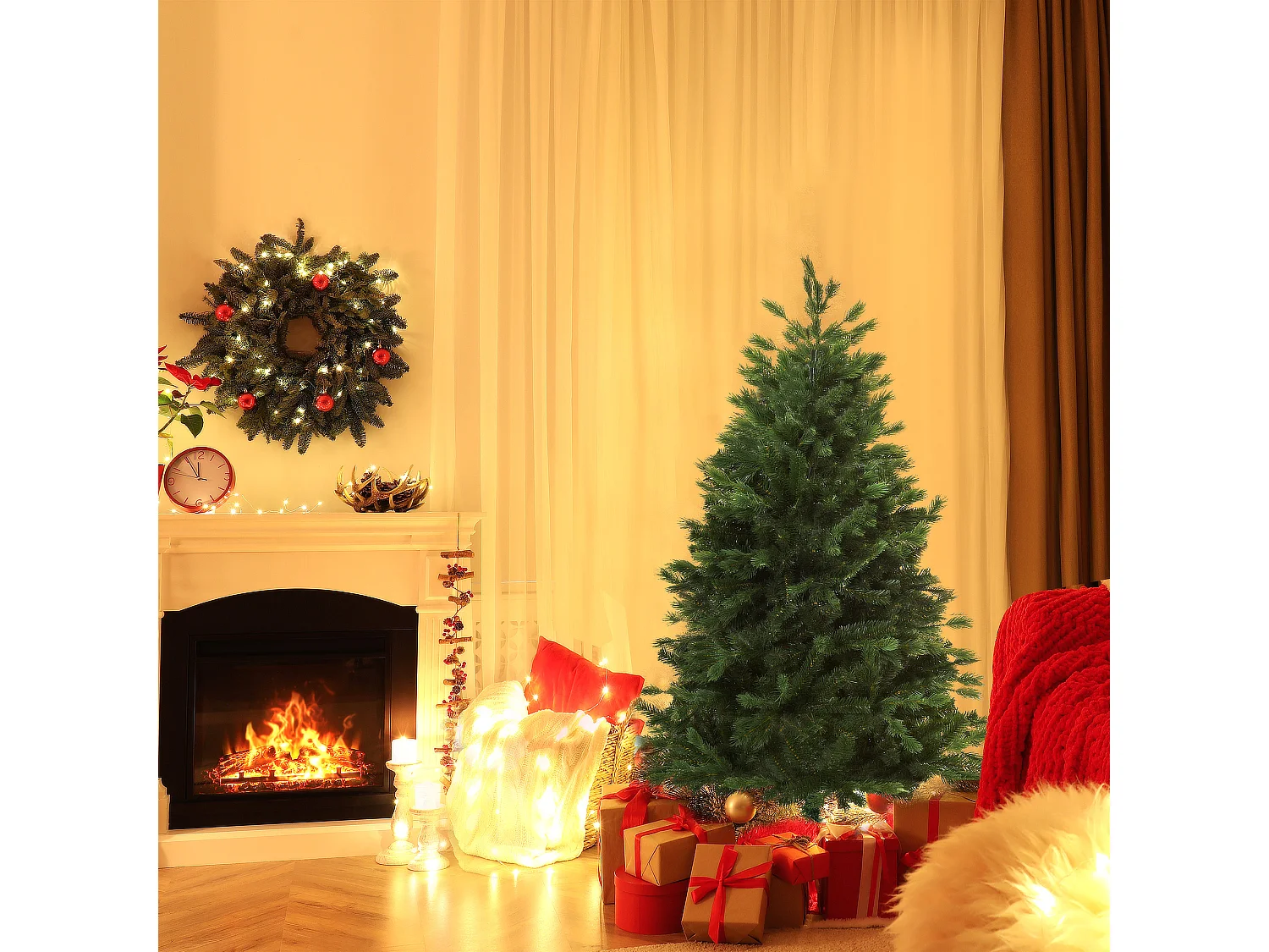 Albero artificiale gigante con rami e base pieghevole in pvc verde