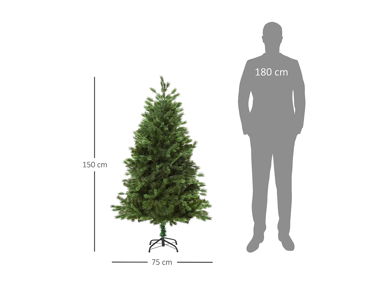 Albero artificiale gigante con rami e base pieghevole in pvc verde