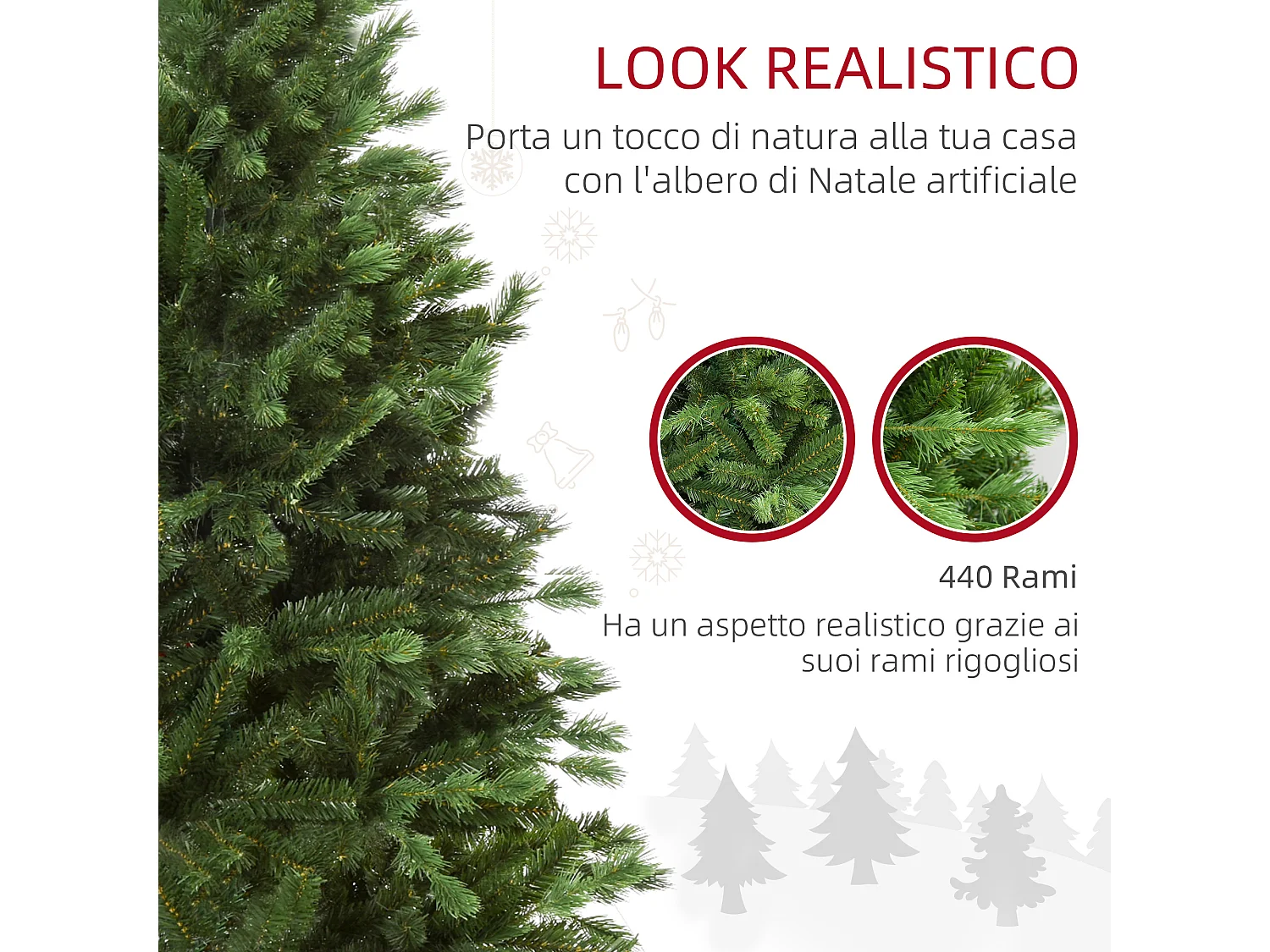 Albero artificiale gigante con rami e base pieghevole in pvc verde