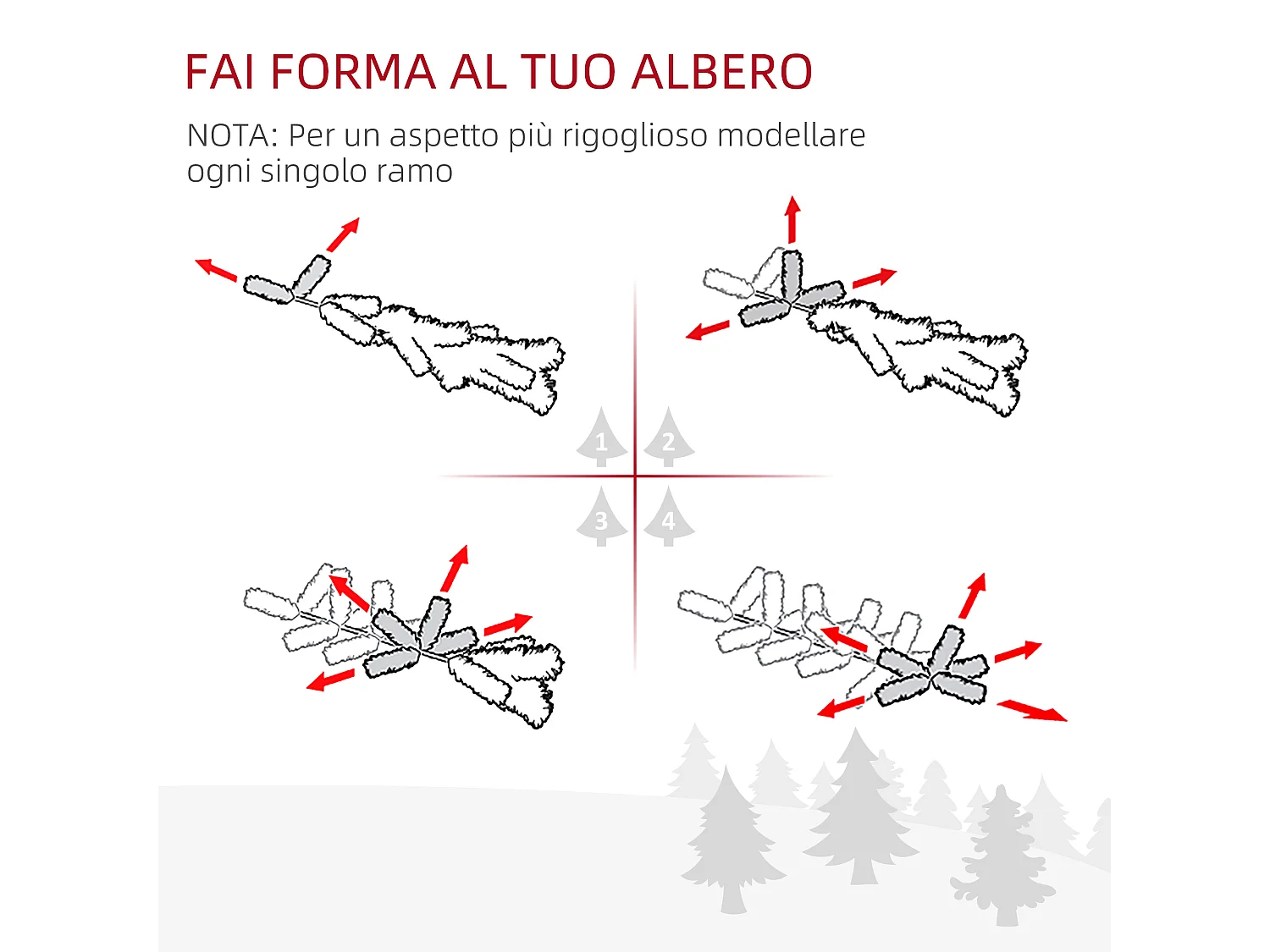 Albero artificiale gigante con rami e base pieghevole in pvc verde