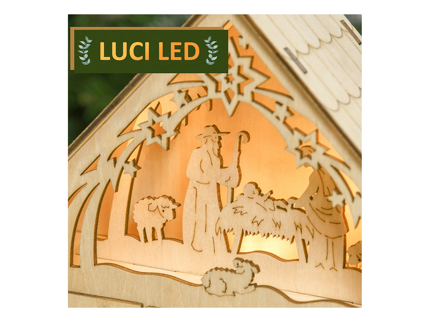 Calendario dell'avvento 24 cassetti presepe intagliato e luci