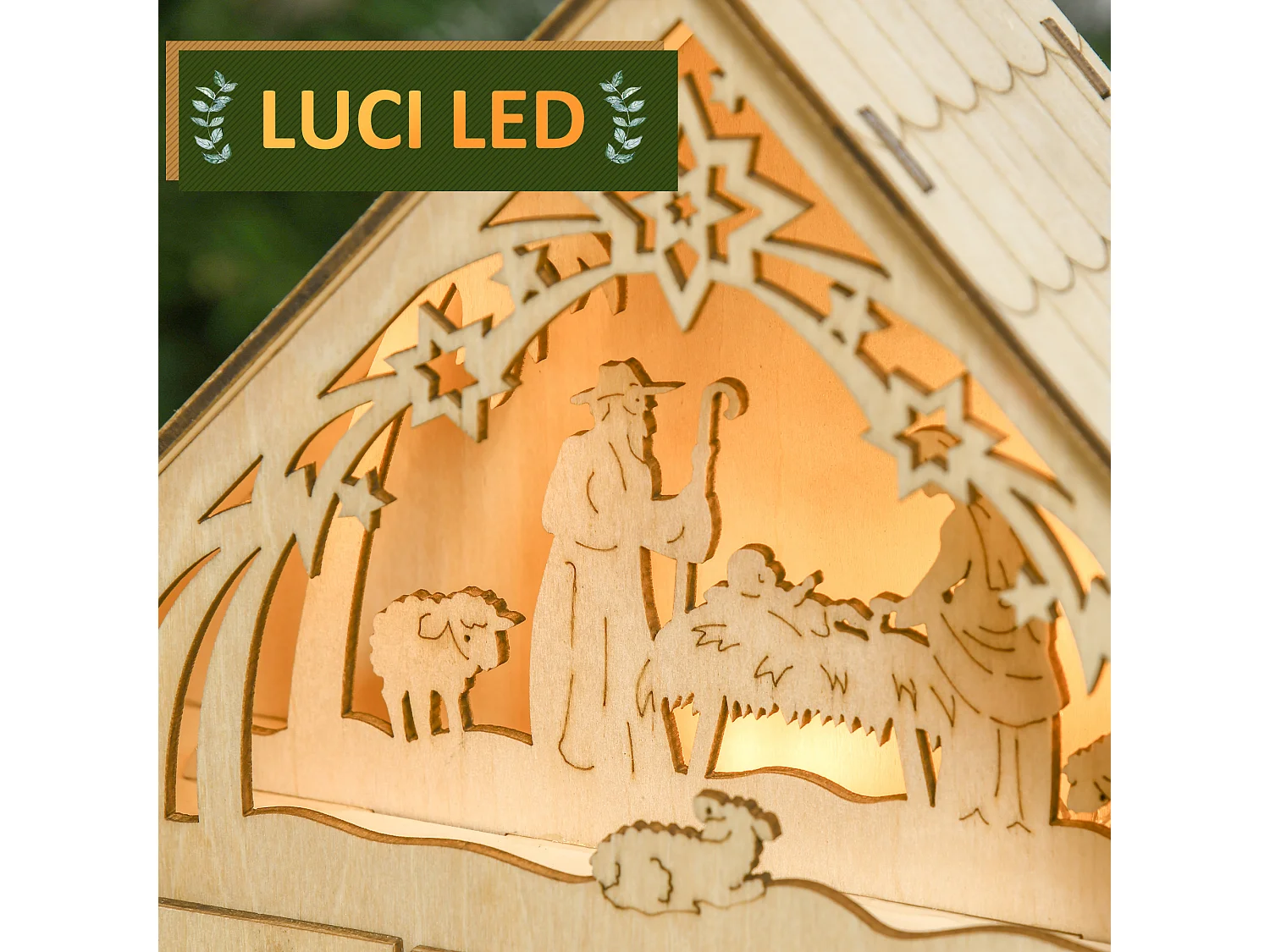 Calendario dell'avvento 24 cassetti presepe intagliato e luci