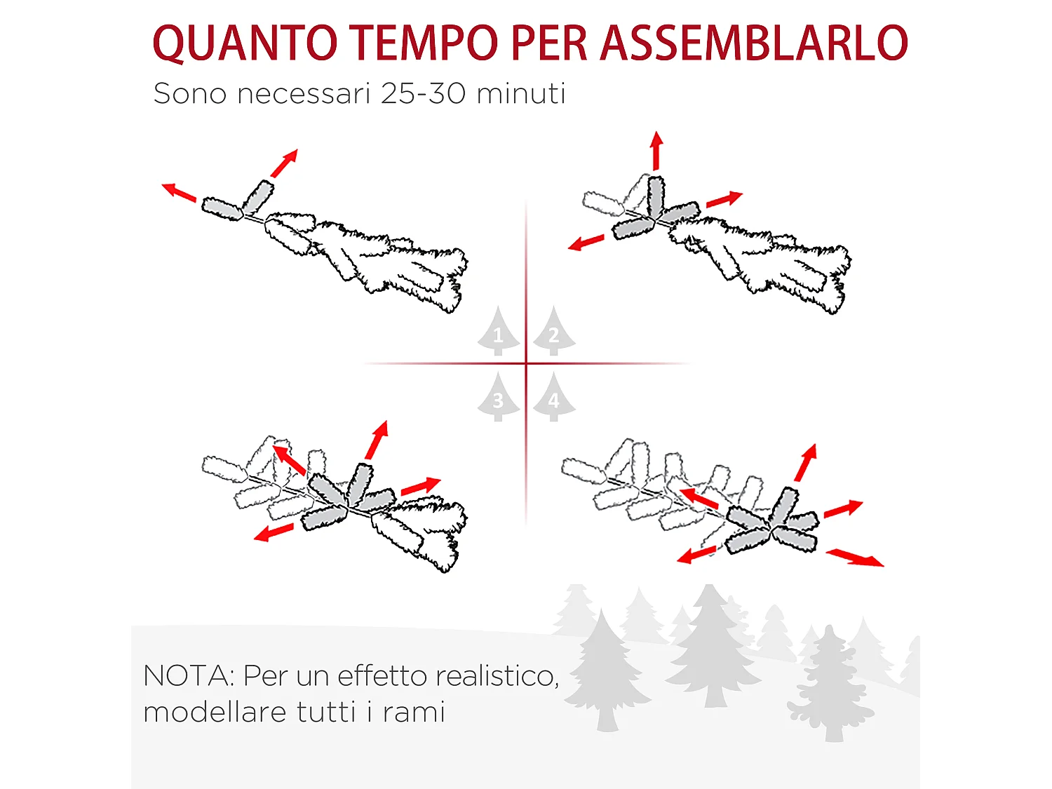 Albero di natale innevato alto 165cm 570 rami base rimovibile