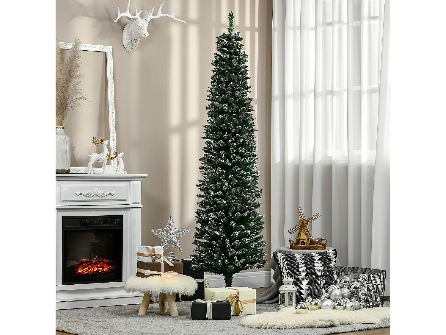 Albero di natale innevato alto 165cm 570 rami base rimovibile