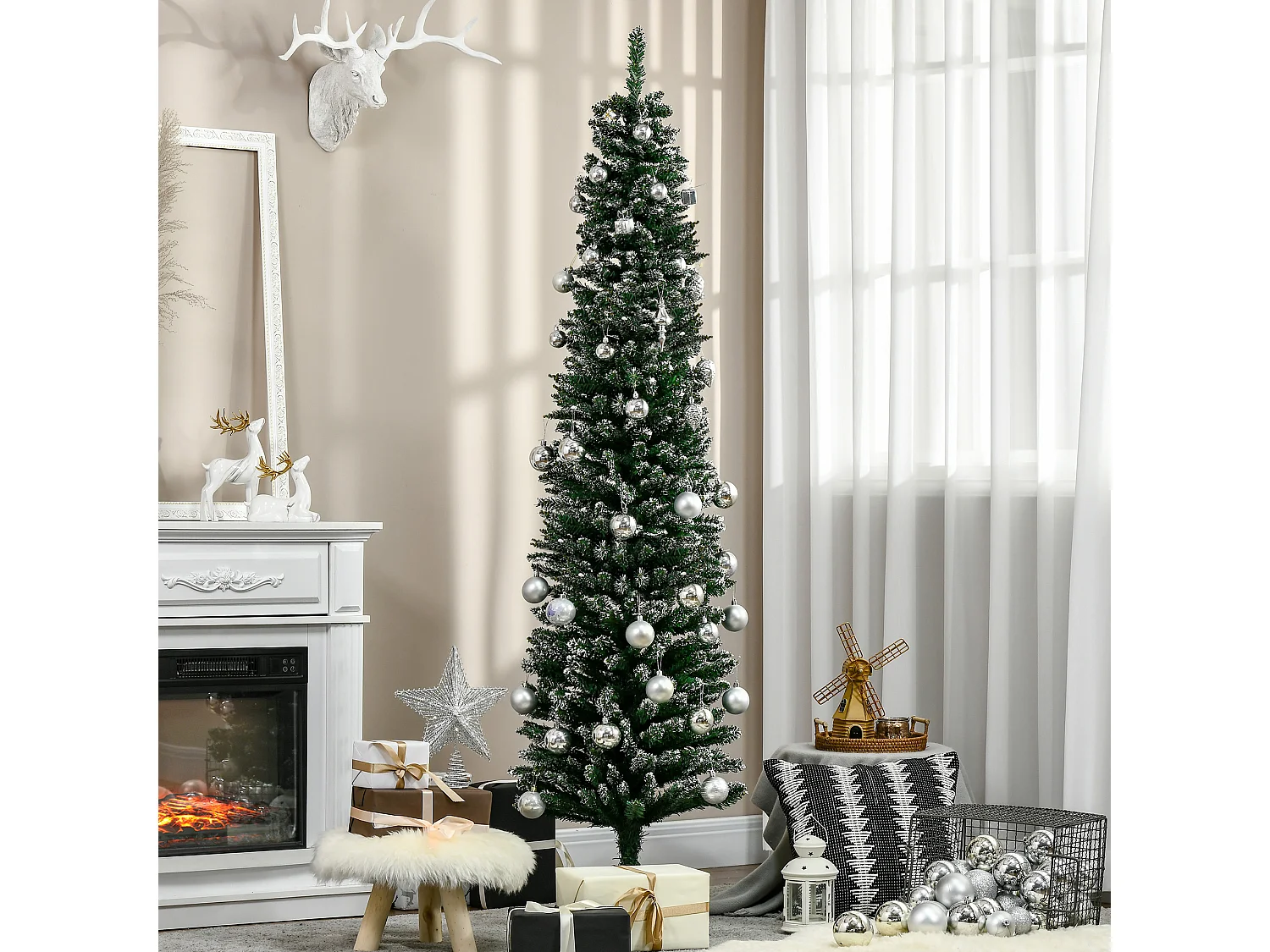 Albero di natale innevato alto 165cm 570 rami base rimovibile