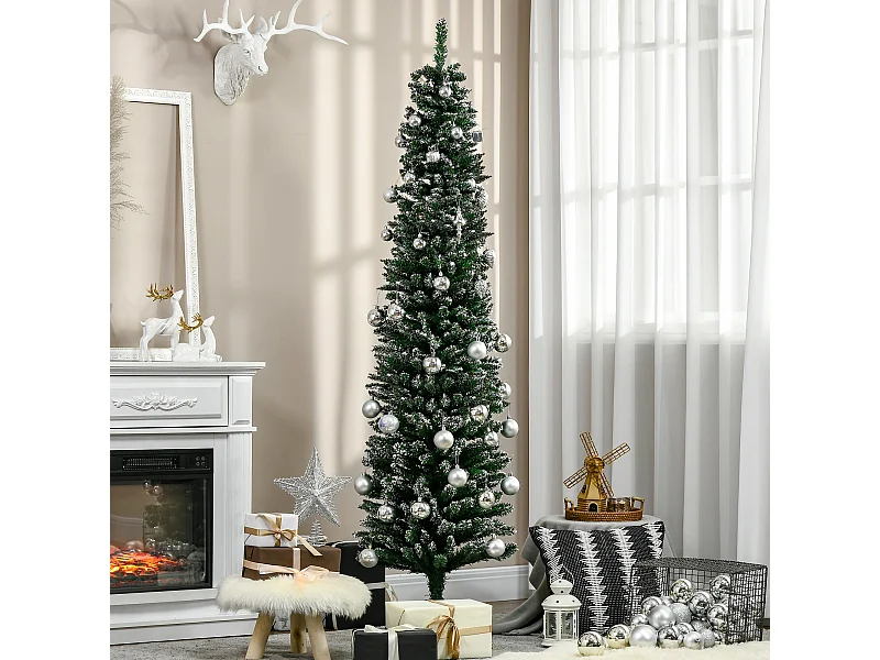 Albero di natale innevato alto 165cm 570 rami base rimovibile