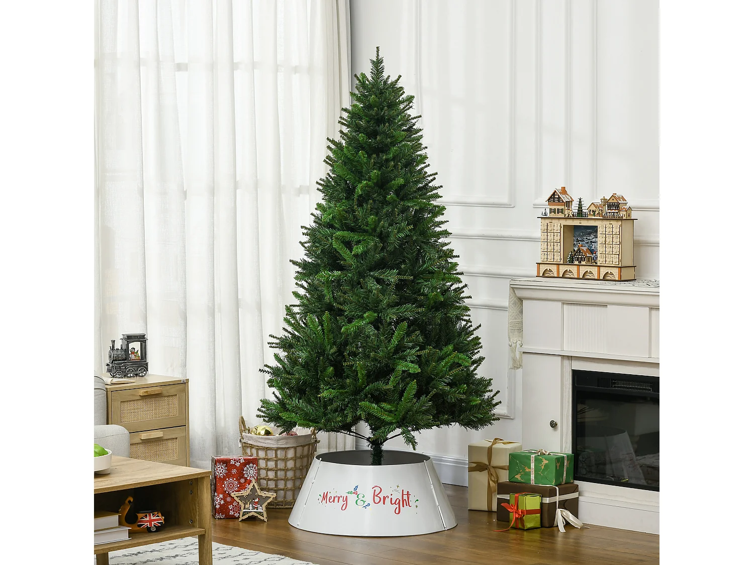 Albero di natale alto 180cm 786 rami e base in metallo verde