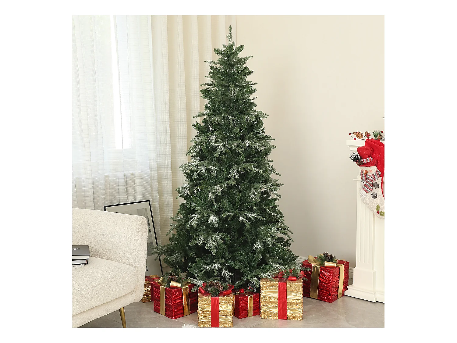 Albero di Natale innevato da 180 cm con 850 rami verde