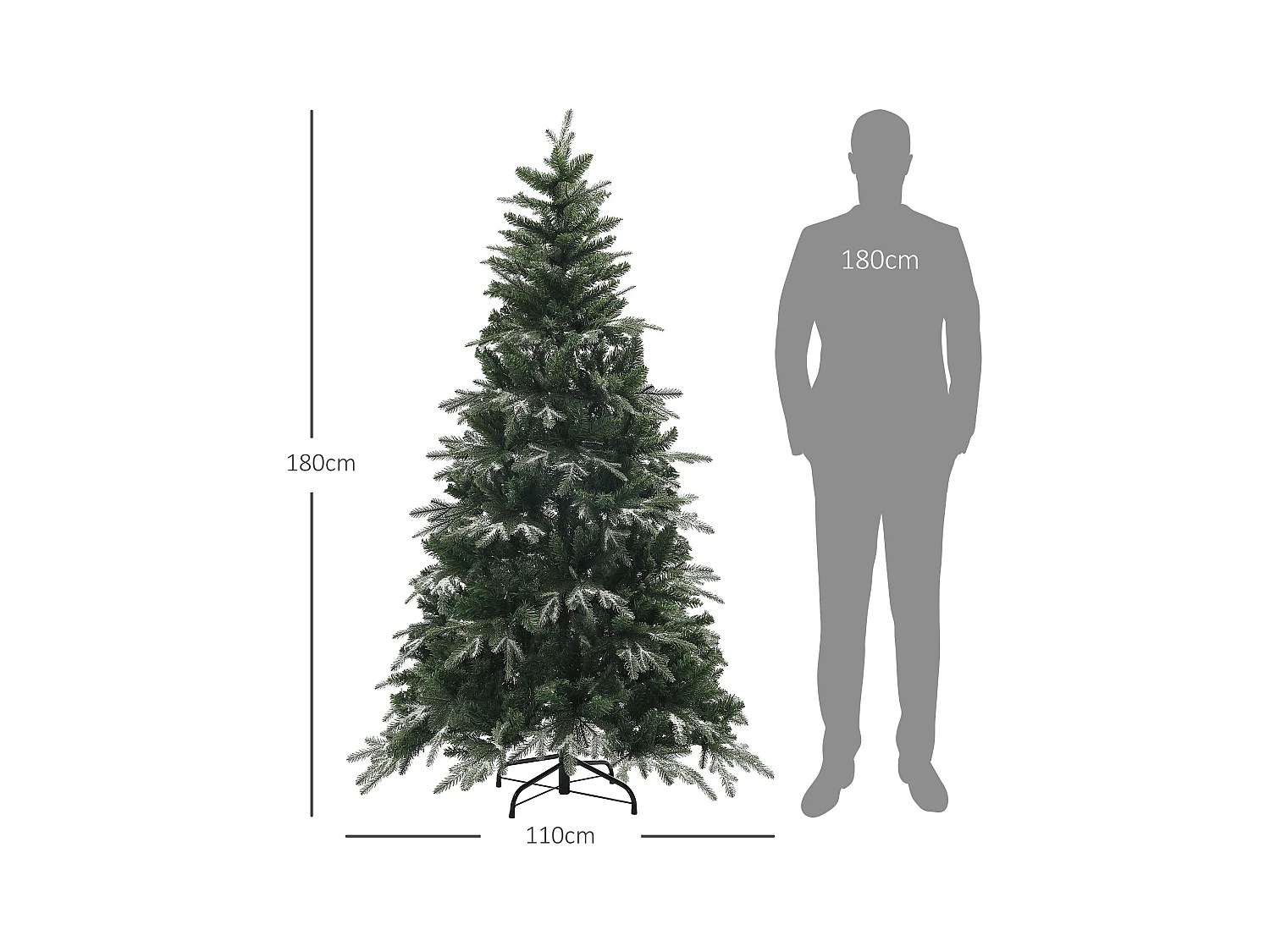 Albero di Natale innevato da 180 cm con 850 rami verde