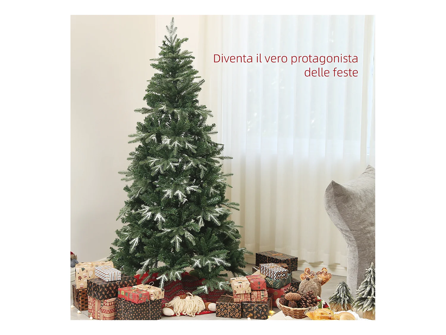 Albero di Natale innevato da 180 cm con 850 rami verde