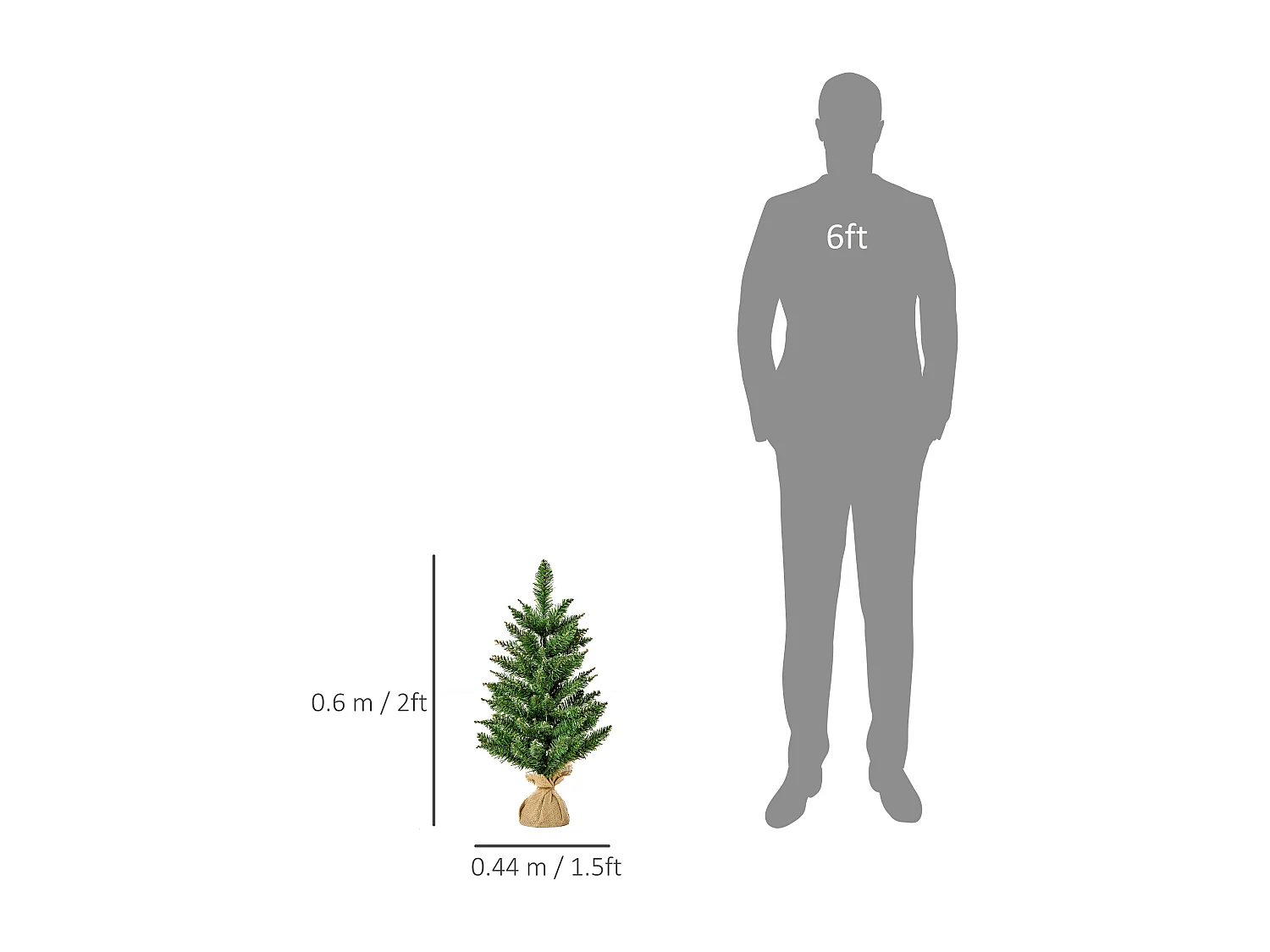 Albero Natale mini 60cm 70 rami PVC realistici