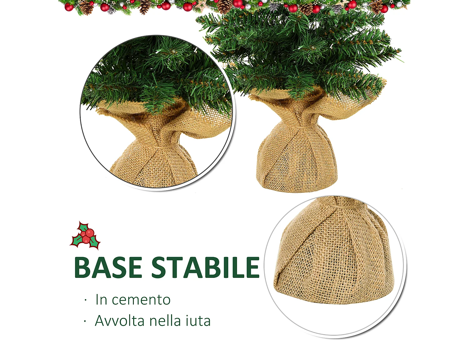 Albero Natale mini 60cm 70 rami PVC realistici