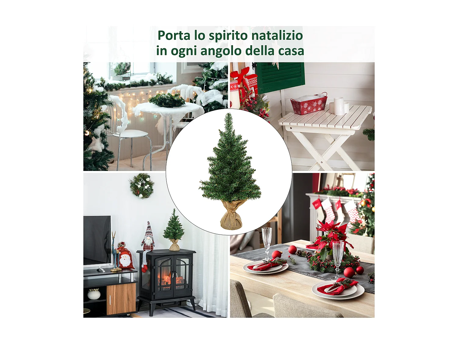 Albero Natale mini 60cm 70 rami PVC realistici