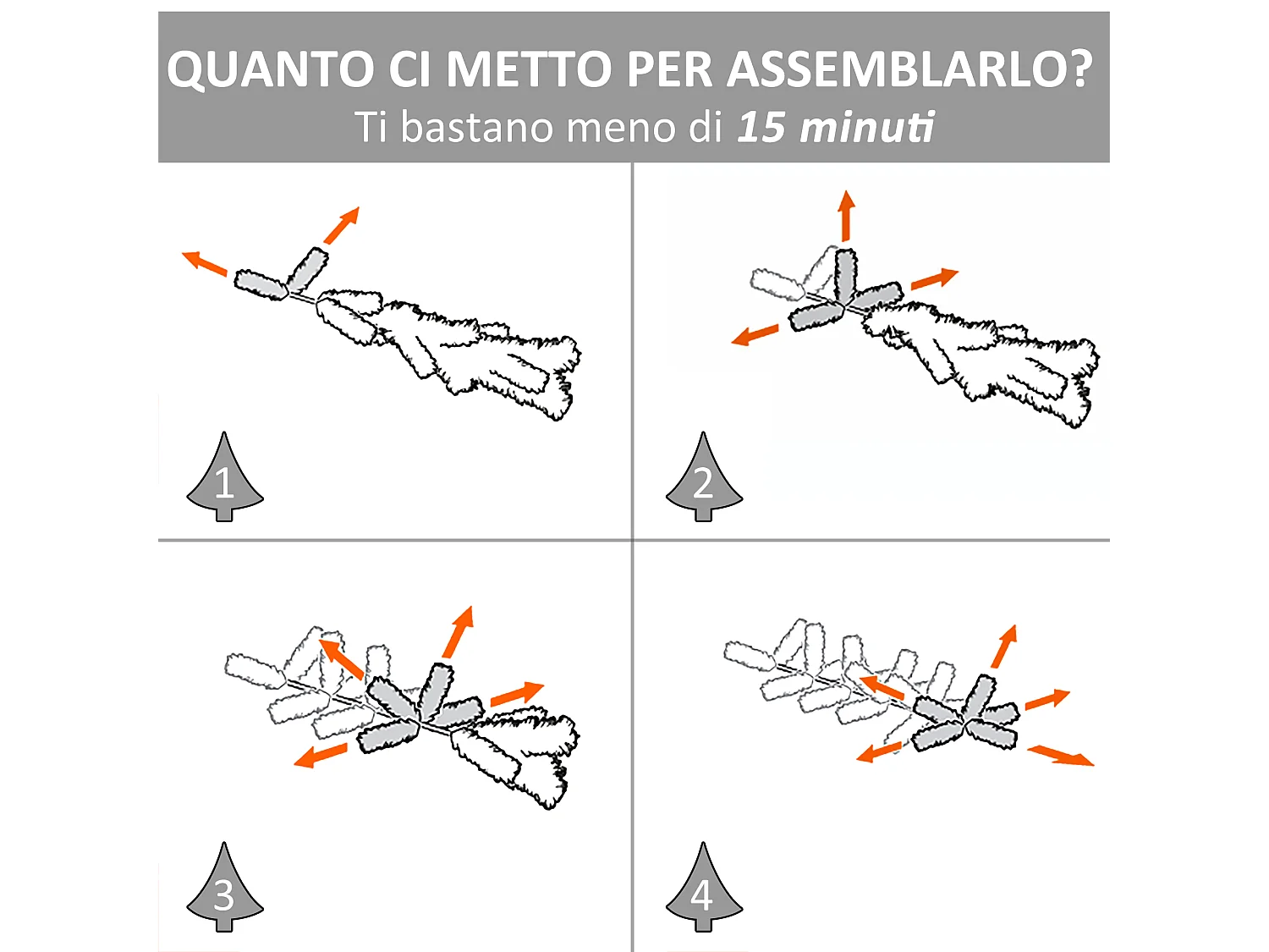 Albero Natale mini 60cm 70 rami PVC realistici