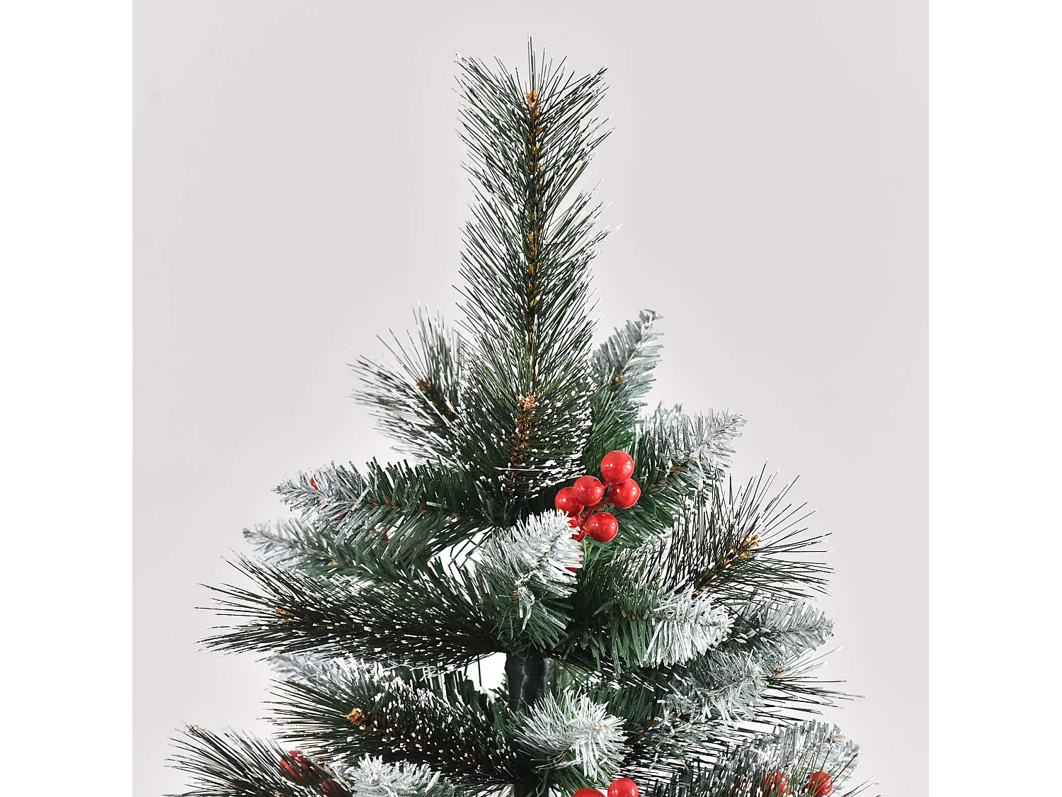 Albero di natale 180cm con 539 rami innevati e bacche rosse