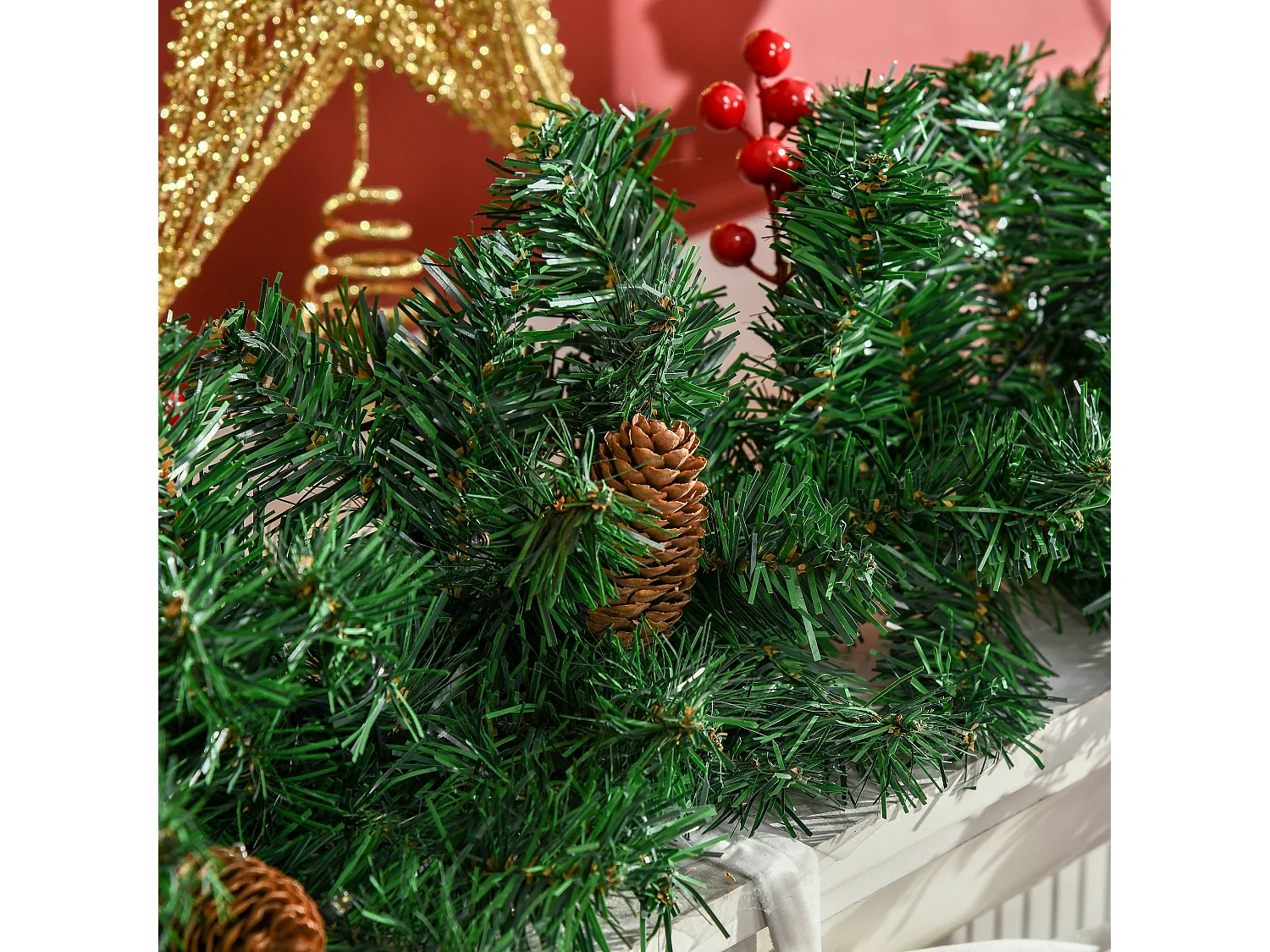 Decorazioni natalizie set 4 pz con 2 alberi ghirlanda e corona