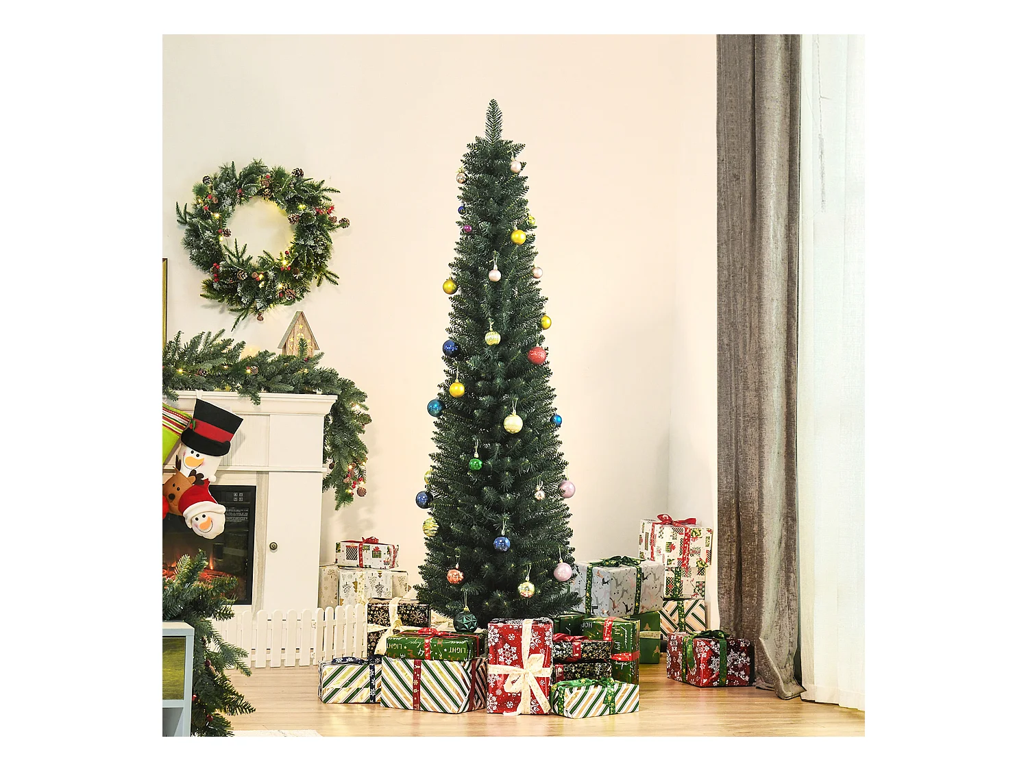 HOMCM Albero di Natale 180cm Artificiale con Base Pieghevole 380 Rami