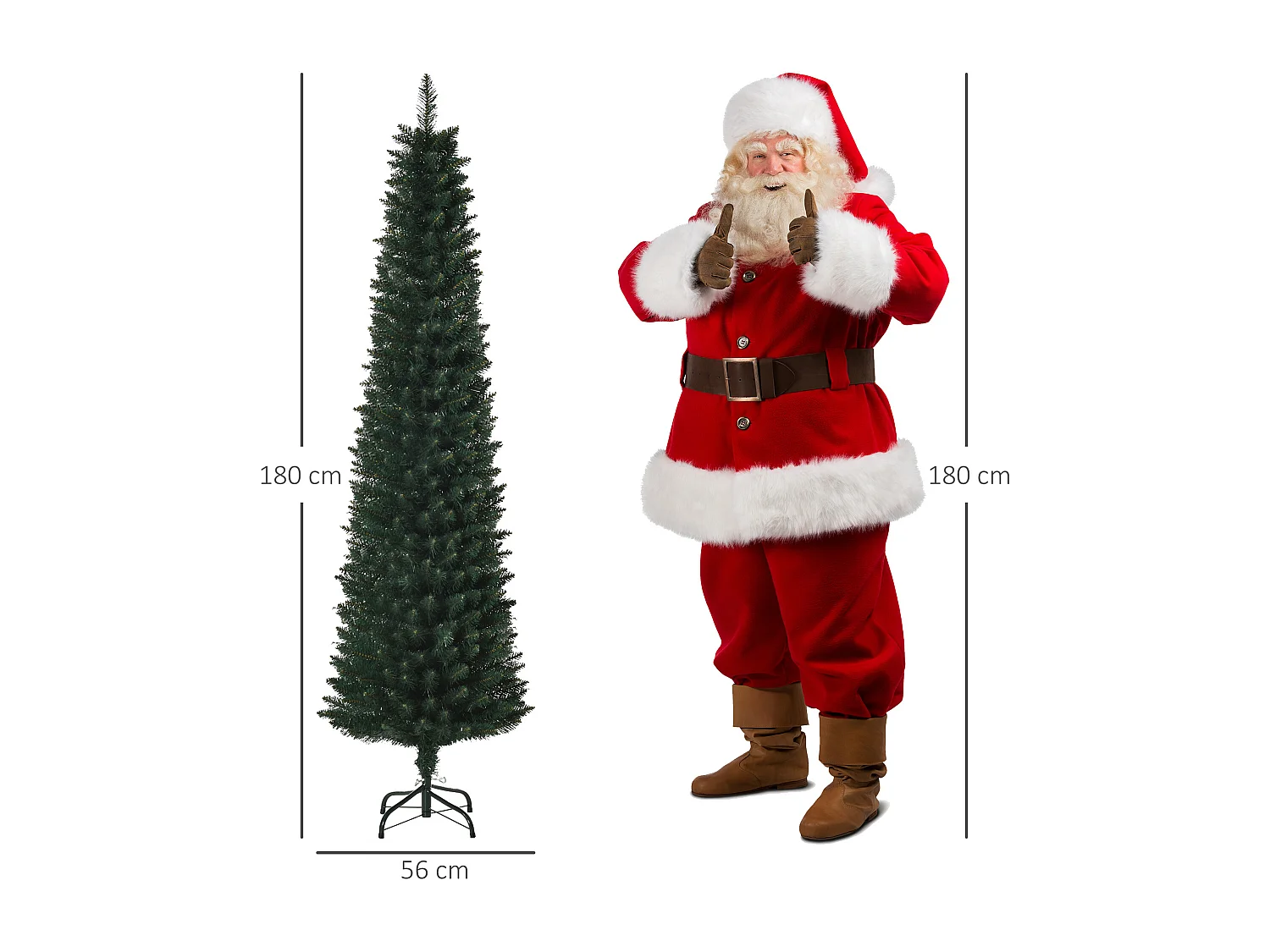 HOMCM Albero di Natale 180cm Artificiale con Base Pieghevole 380 Rami
