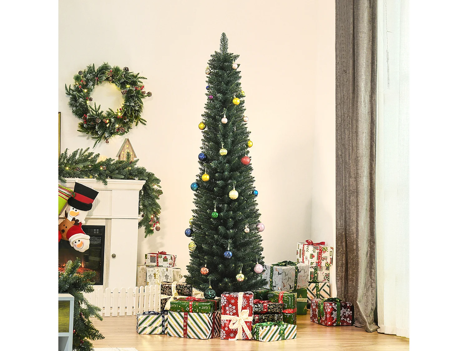 HOMCM Albero di Natale 180cm Artificiale con Base Pieghevole 380 Rami